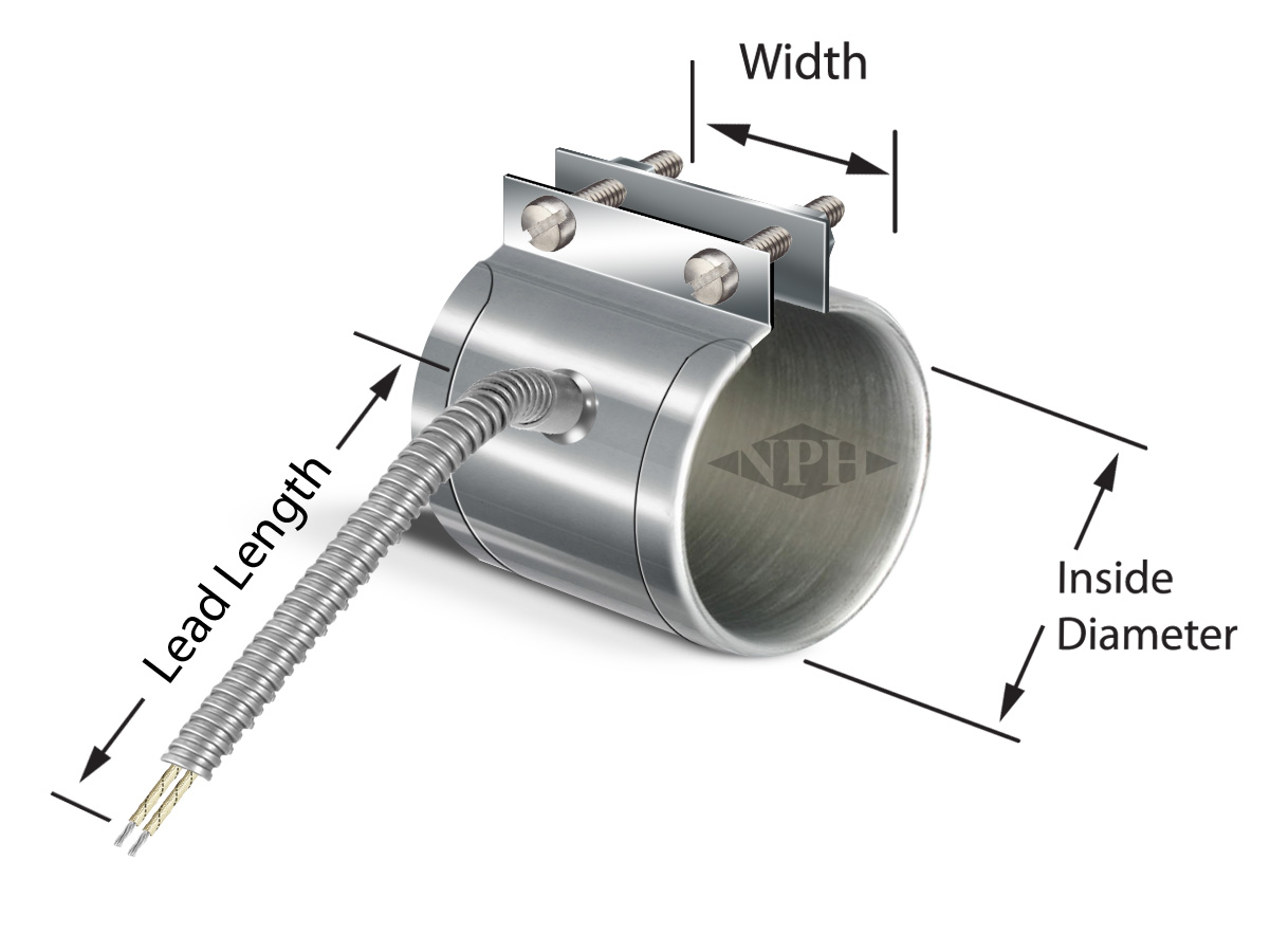 Flange lock-up/closure nozzle band mica heaters